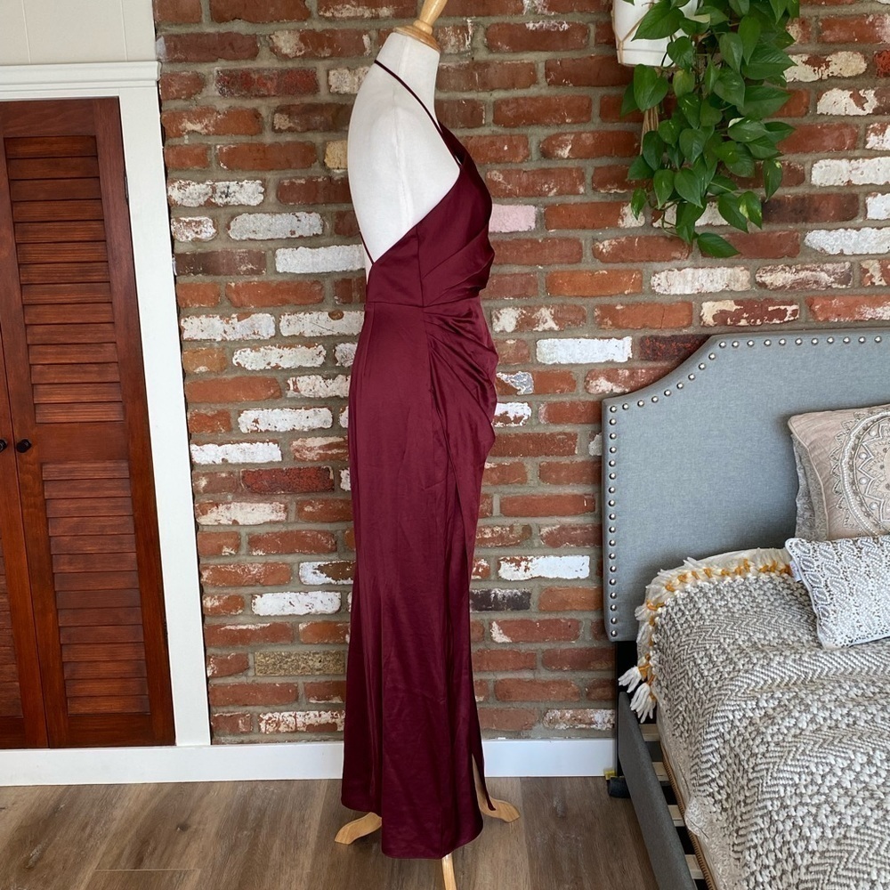 Significant Other Gracie One-Shoulder Cocktail Maxi Dress New Size 6 Burgundy - Picture 4 of 11